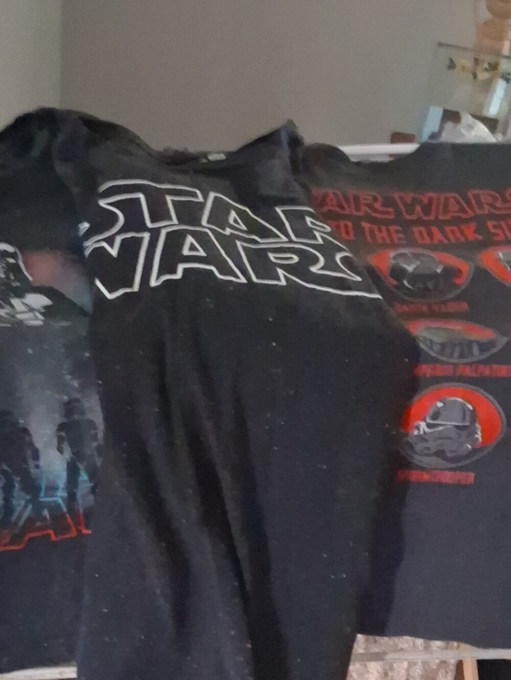 Star Wars Black Graphic Tees with Red Accent Logos Med And Lg